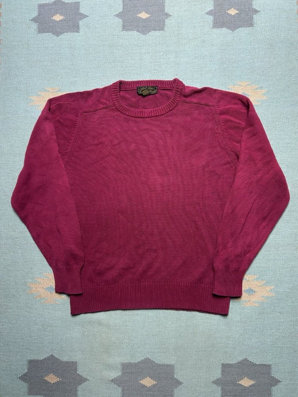 Vintage 80s knit sweater Eddie Bauer cotton maroon red heavyweight men’s medium